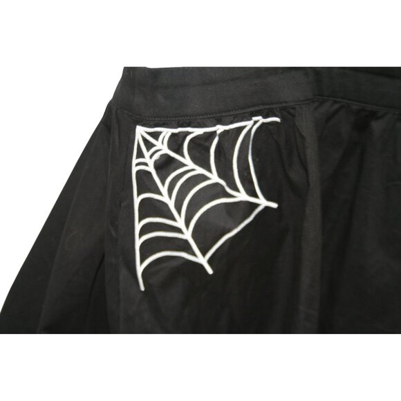 ModCloth Womens L Black Pinafore Apron Dress White Spiderwebs Halloween Witchy - Picture 3 of 8
